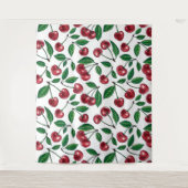 赤いさくらんぼが白 タペストリー (正面)
