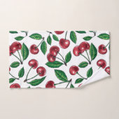 赤いさくらんぼが白 バスタオルセット (ハンドタオル)