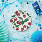 赤いさくらんぼが白 ペーパープレート (パーティー)