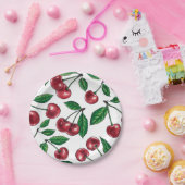 赤いさくらんぼが白 ペーパープレート (パーティー)