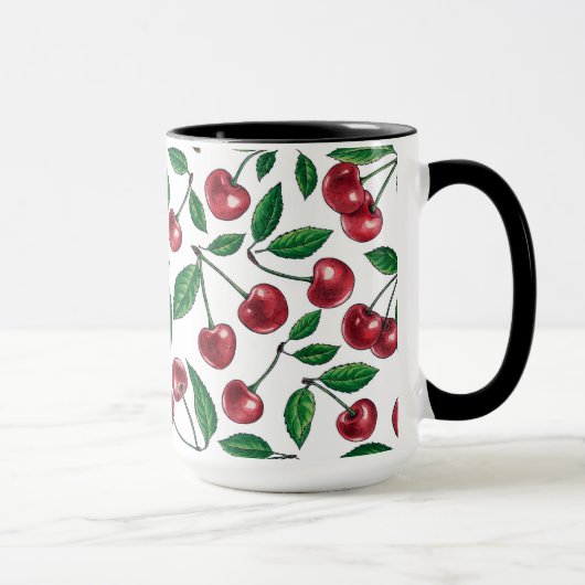赤いさくらんぼが白 マグカップ (右)