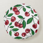 赤いさくらんぼが白 ラウンドクッション (裏面)