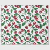 赤いさくらんぼが白 ラッピングペーパー (フラット)
