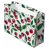 赤いさくらんぼが白 ラージペーパーバッグ (正面アングル)