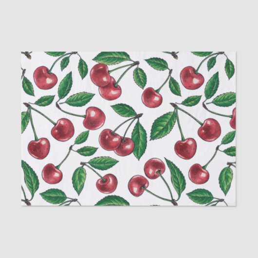 赤いさくらんぼが白 薄葉紙 (正面)