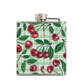 赤いさくらんぼが薄緑のギンガムに フラスク (裏面)
