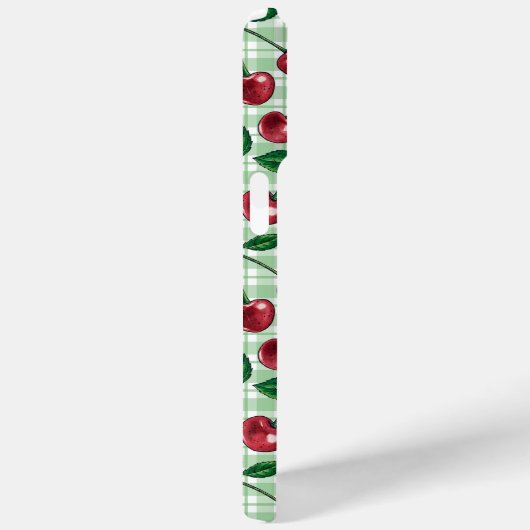 赤いさくらんぼが薄緑のギンガムに Case-Mate iPhoneケース (裏面 / 右)