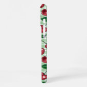 赤いさくらんぼが薄緑のギンガムに iPhoneケース (左側面)