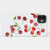 赤いさくらんぼさくらんぼかわいい水色のフルーツ Case-Mate iPhoneケース (裏面(横))