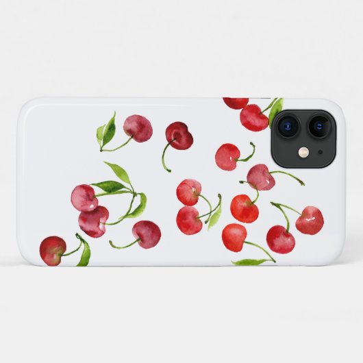 赤いさくらんぼさくらんぼかわいい水色のフルーツ Case-Mate iPhoneケース (裏面(横))