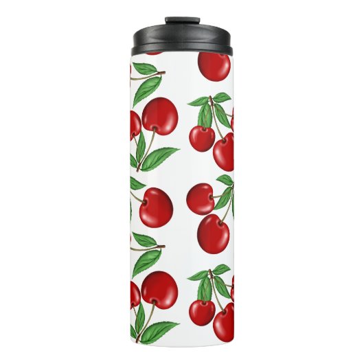 赤いさくらんぼのパターン全体のカスタム タンブラー (正面)