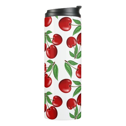 赤いさくらんぼのパターン全体のカスタム タンブラー (回転左)