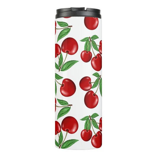 赤いさくらんぼのパターン全体のカスタム タンブラー (裏面)