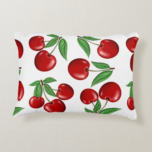 赤いさくらんぼのパターン全体 アクセントクッション (裏面)