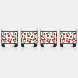 赤いさくらんぼのパターン全体 ウイスキーグラス
