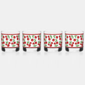 赤いさくらんぼのパターン全体 ウイスキーグラス (左)