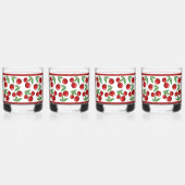 赤いさくらんぼのパターン全体 ウイスキーグラス (右)