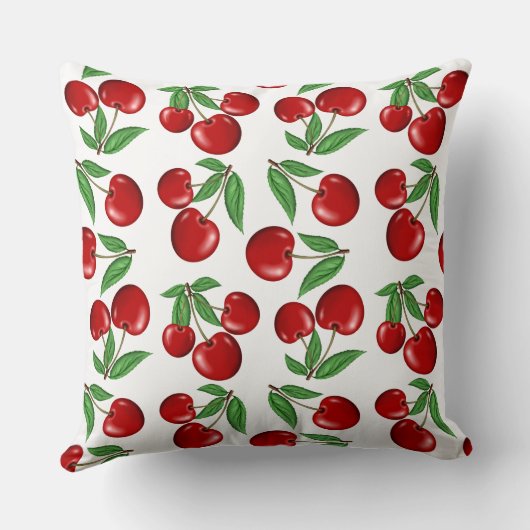 赤いさくらんぼのパターン全体 クッション (裏面)