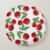 赤いさくらんぼのパターン全体 ラウンドクッション (裏面)