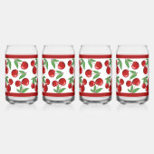 赤いさくらんぼの果実のパターン全体 ガラス缶 (正面)