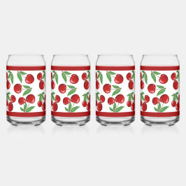 赤いさくらんぼの果実のパターン全体 ガラス缶