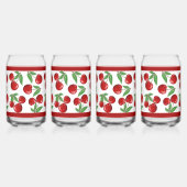 赤いさくらんぼの果実のパターン全体 ガラス缶 (左)