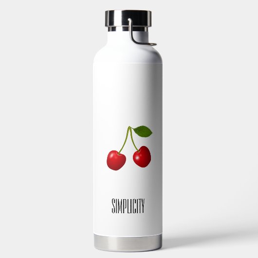 赤いさくらんぼの果実を水瓶に ウォーターボトル (左面)