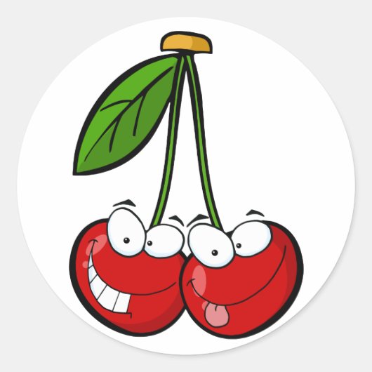 赤いさくらんぼの漫画 ラウンドシール (正面)