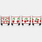 赤いさくらんぼの組み合わせパターン ウイスキーグラス (左)