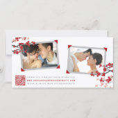 赤いさくらんぼの花が二倍の幸せ結婚写真 案内状 (裏面)