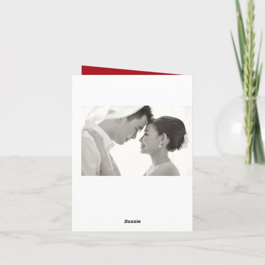 赤いさくらんぼの花とスパイラル2フォトアジア結婚ーズ サンキューカード