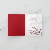 赤いさくらんぼの花とスパイラル2フォトアジア結婚ーズ サンキューカード (内部)