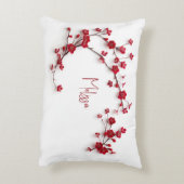 赤いさくらんぼの花の名前の追加 アクセントクッション (裏面(縦))
