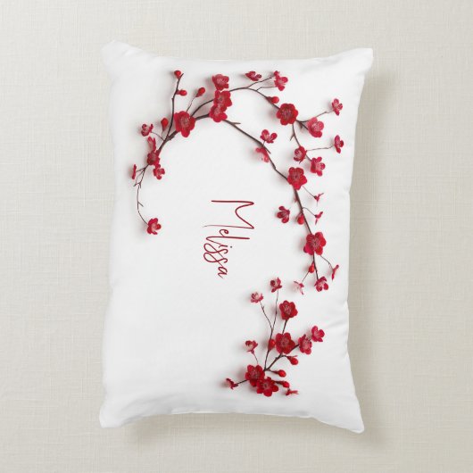赤いさくらんぼの花の名前の追加 アクセントクッション (裏面(縦))