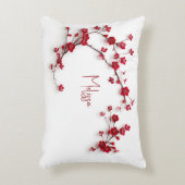 赤いさくらんぼの花の名前の追加 アクセントクッション (正面(垂直))