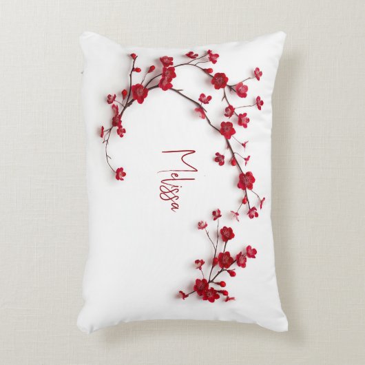 赤いさくらんぼの花の名前の追加 アクセントクッション (正面(垂直))