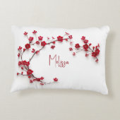 赤いさくらんぼの花の名前の追加 アクセントクッション (裏面)