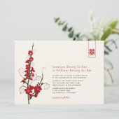 赤いさくらんぼの花桜がアジアの渦巻結婚き 招待状 (スタンド正面)
