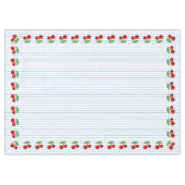 赤いさくらんぼの青ストライプいグラフィックパターン テーブルクロス (正面(横))