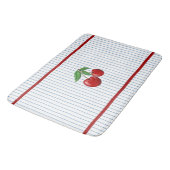 赤いさくらんぼの青ストライプいグラフィックパターン バスマット (アングル)