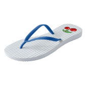 赤いさくらんぼの青ストライプいグラフィックパターン ビーチサンダル (アングル)