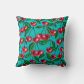 赤いさくらんぼオンターコイズ クッション (裏面)