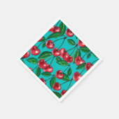 赤いさくらんぼオンターコイズ スタンダードカクテルナプキン (角)