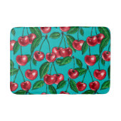 赤いさくらんぼオンターコイズ バスマット (正面)