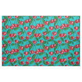 赤いさくらんぼオンターコイズ ファブリック (ヤード)