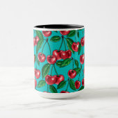 赤いさくらんぼオンターコイズ マグカップ (中央)