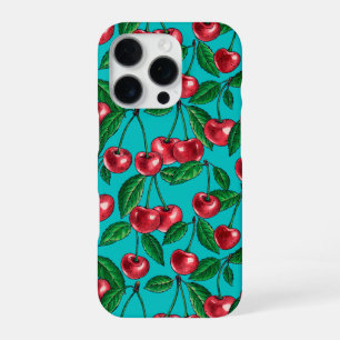 赤いさくらんぼオンターコイズ iPhone 16 PROケース