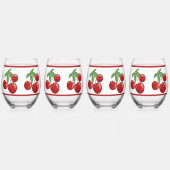 赤いさくらんぼクラスタ ステムなしワイングラス (右)