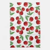 赤いさくらんぼグラフィック全体のパターン キッチンタオル (縦)