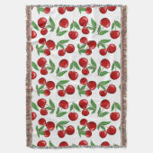 赤いさくらんぼグラフィック全体のパターン スローブランケット (正面縦)